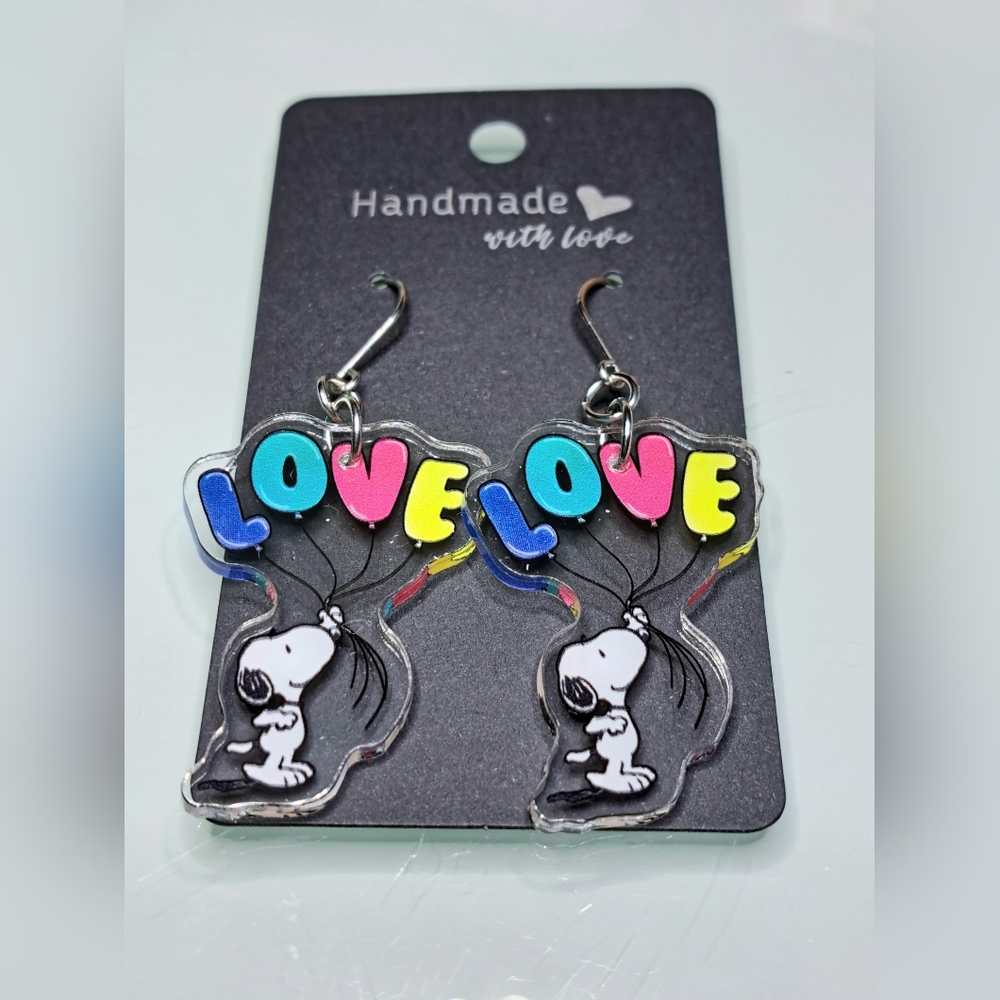 Snoopy Earrings With Stainless Steel Ear Wires